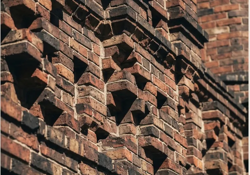 Abstract detail of patterned brickwork on a Boston facade